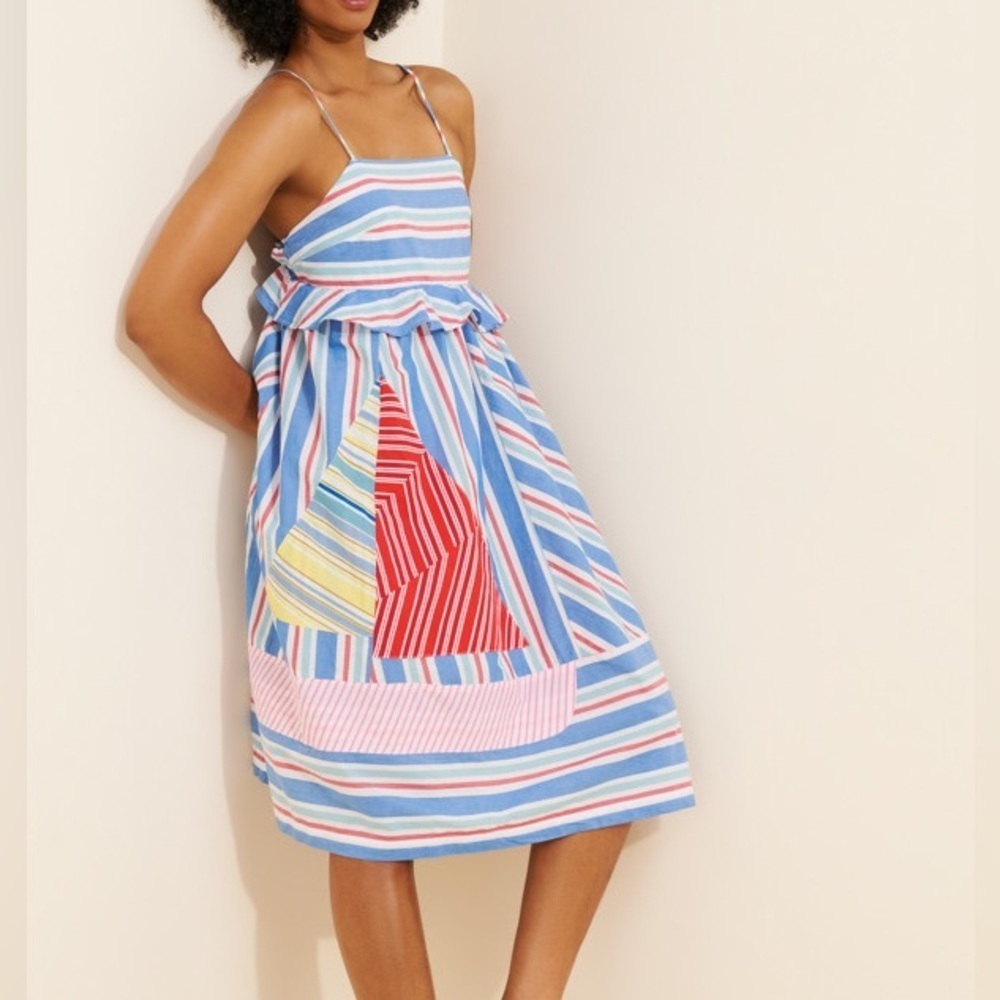 Anthropologie Celandine Sleeveless Square-Neck Dress Sailboat Blue Size XS